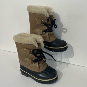 Sorel toddler size 8 tan and black snow boots
